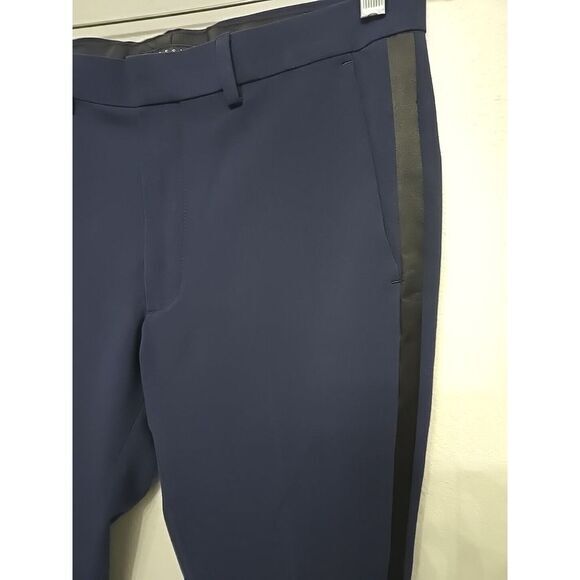 Asos Mens Navy Blue Dress Pants‎ Striped Size 32/30 - Picture 2 of 6